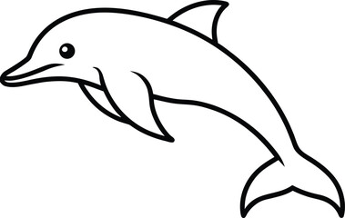 dolphin icon outline vector illustration on transparent background