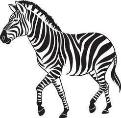 Obraz premium The image features a zebra positioned centrally, highlighting its unique striped pattern against a neutral background, Zebra vector style silhouette image