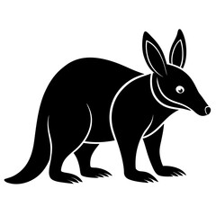 Aardvark vector clean black silhouette design white background
