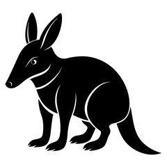 Aardvark vector clean black silhouette design white background