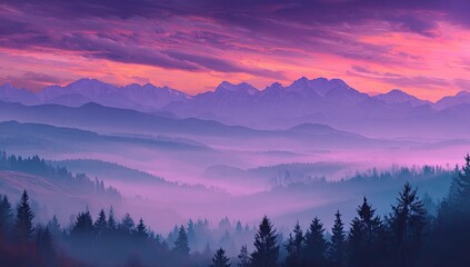 Obraz premium Misty mountain range at dawn (10)