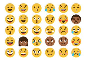 A Comprehensive Collection of Diverse Emotional Facial Expressions and Emoticons for Digital Communication and Design Projects