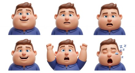 Fototapeta premium Cartoon character collection with different expressions