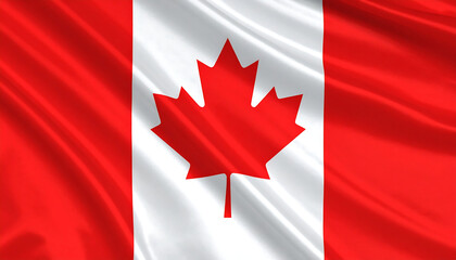 Canada flag with vertical red-white-red stripes and central red maple leaf&mdash;symbolizing peace, nature, and national unity.