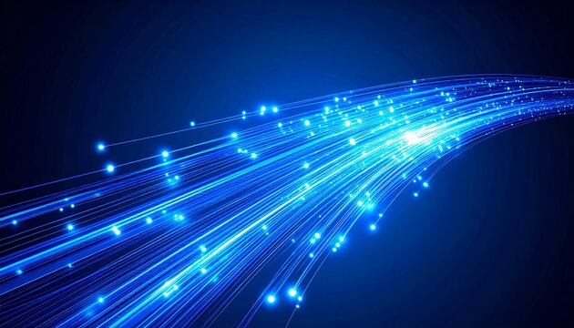 Abstract image of glowing blue fiber optic cables - Powered by Adobe