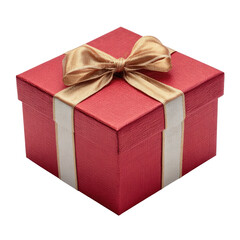 Obraz premium Red gift box with gold and white ribbon