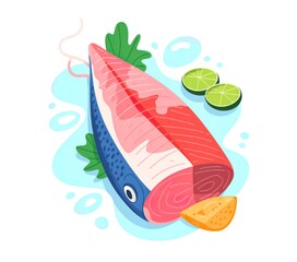 Closeup Fillet of King Mackerel Slide on background