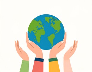Hands holding a globe.  A symbol of unity and care
