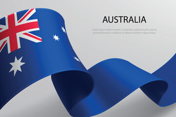 Australia Flag Waving Ribbon Design on Light Background © magr80