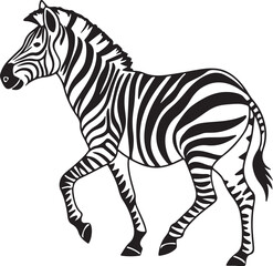 Obraz premium The image features a zebra positioned centrally, highlighting its unique striped pattern against a neutral background, Zebra vector style silhouette image