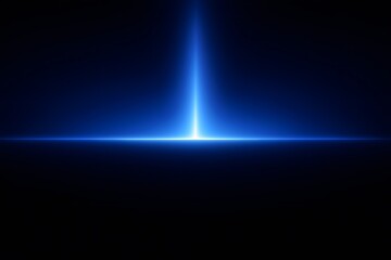 Bright Blue Light Beam on Dark Background