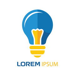 Modern Blue and Yellow Lightbulb Logo - Innovation, Idea & Energy Symbol