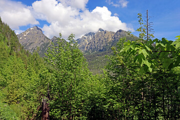 View of High Tatras mountains. Walking trail Hrebienok, Stary Smokovec, Slovakia