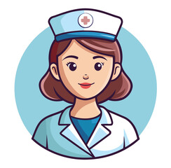 Cartoon vector illustration of a smiling woman nurse with a stethoscope, a character design for a medical job occupation
