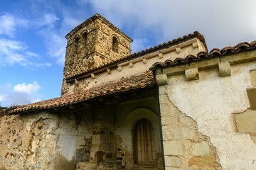 Church of Santa Eulalia in Las Heras de Palencia with weathered facade