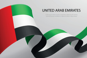 United Arab Emirates Flag Waving Ribbon Design on Light Background