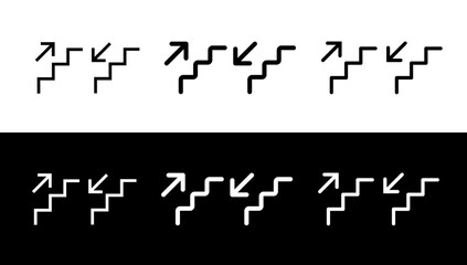 Simple stairs up and down icons stairway staircase silhouette stair up and down arrow step