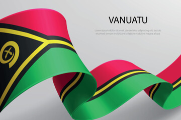 Vanuatu Flag Waving Ribbon Design on Light Background