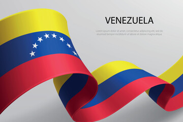 Venezuela Flag Waving Ribbon Design on Light Background