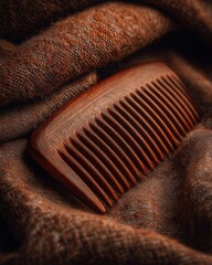  Wooden Comb and Soft Towels in Warm Light