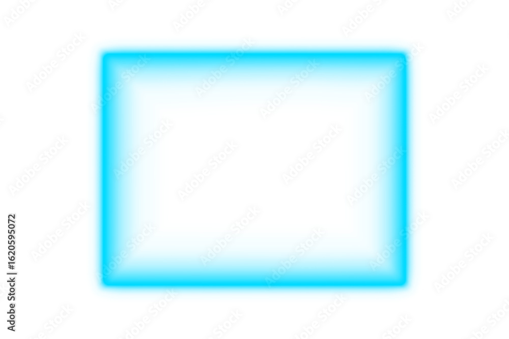 Aufkleber bright blue neon glowing rectangle square frame border with empty blank space glow shining glossy li