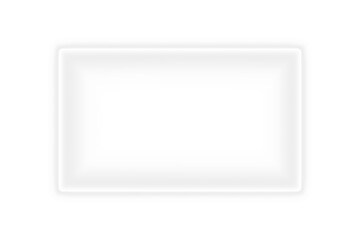 Bright white neon glowing rectangle square frame border with empty blank space glow shining glossy light effect design template digital overlay on transparent background