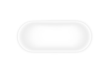 Bright white neon glowing full rounded rectangle square frame border with empty blank space glow shining glossy light effect design template digital overlay on transparent background