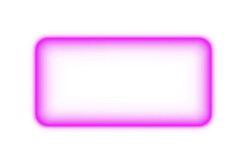 Bright purple pink neon glowing rounded rectangle square frame border with empty blank space glow shining glossy light effect design template digital overlay on transparent background