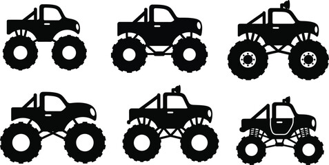 Monster truck silhouette isolated on white background