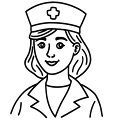 Here's one sentence describing the image:

Cartoon doctor in uniform with a stethoscope, a vector illustration of a person in medical clothing