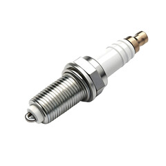 Close up of a new spark plug for an internal combustion engine used in cars and other vehicles isolated on transparent background