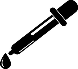 Chemical Dropper Icon Silhouette Vector Black and White