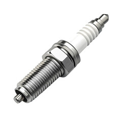 Close up of a new spark plug for an internal combustion engine used in cars and other vehicles isolated on transparent background