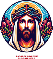 Jesus nazaret logo icon vector white background .