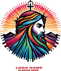 Jesus nazaret logo icon vector white background .