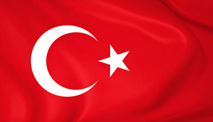 Obraz premium Turkish red field flag—white crescent and star symbolizing national identity and heritage