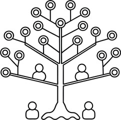 Abstract vector tree with circles network design and technology concept background