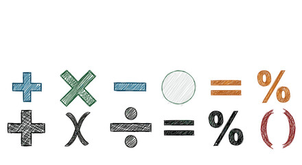 Collection of essential mathematical symbols for education and learning demonstrations