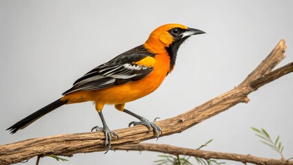 Hooded Oriole on studio background