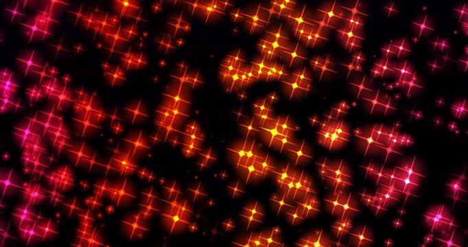 Fractal stars shining in black background. Loop