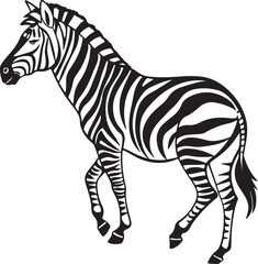 Obraz premium The image features a zebra positioned centrally, highlighting its unique striped pattern against a neutral background, Zebra vector style silhouette image