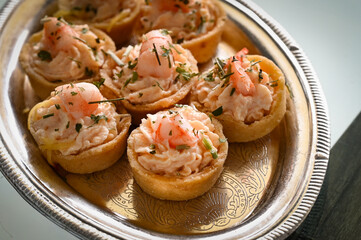 elegant shrimp quiche appetizers, savory seafood tartlets, gourmet canapés for events, shrimp quiches
