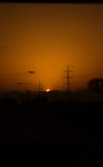 power lines at sunset