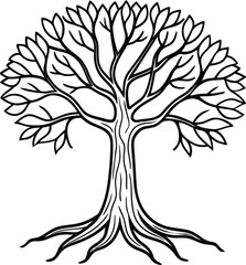 Abstract vector tree silhouette with roots illustration