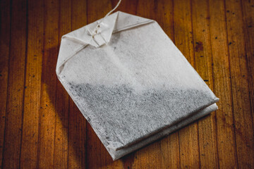 Tea Bags on Rustic Wooden Surface