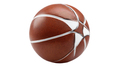 Full White Basketball with White Seams on Transparent Background

