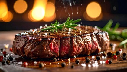 Close up of a grilled meat with vegetables