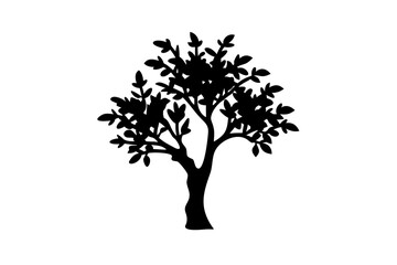 Fototapeta premium Silhouette of an avocado tree with fruit on a white background