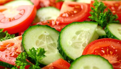 Fresh salad with tomatoes and cucumbers