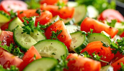 Fresh salad with tomatoes and cucumbers